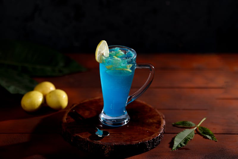 Iced tea in a glass with lemon
